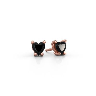 Boucles d'oreilles Sam Heart 585 or rose diamant noir 0.65 crt