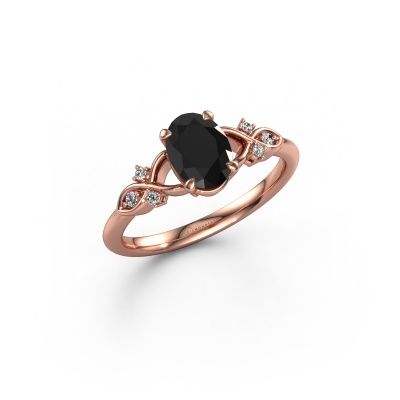 Engagement ring Azra OVL 585 rose gold black diamond 1.454 crt