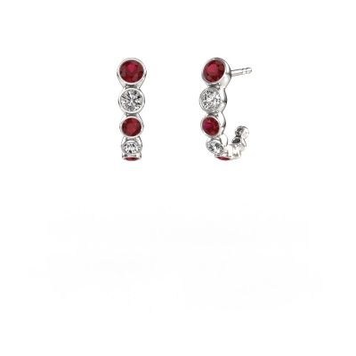 Clous d'oreilles Suzie 585 or blanc rubis 3.8 mm