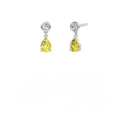 Pendants d'oreilles Lacey 950 platine diamants synthétiques jaune 7x5 mm