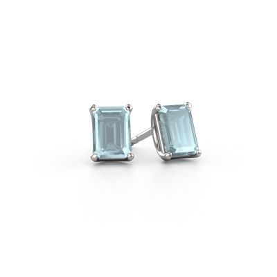 Stud earrings Sam EME 950 platinum aquamarine 7x5 mm
