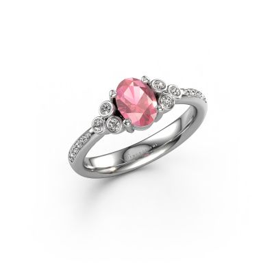 Engagement ring Lucy 2 585 white gold tourmaline pink 7x5 mm