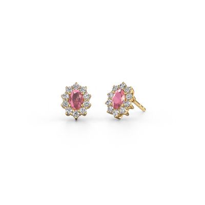 Earrings Leesa 585 gold tourmaline pink 6x4 mm