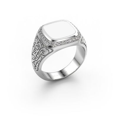 Men's ring Jesse 3 950 platinum white enamel 10x10 mm
