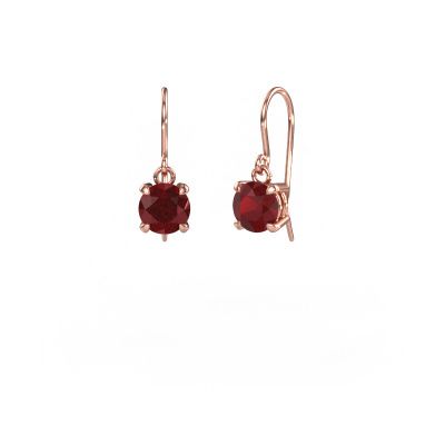 Drop earrings Laurie RND 1 585 rose gold ruby 6 mm