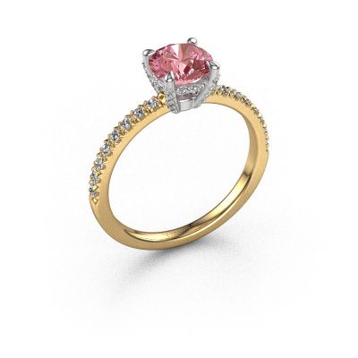 Engagement ring Saskia rnd 1 585 gold pink lab grown diamond 6.5 mm