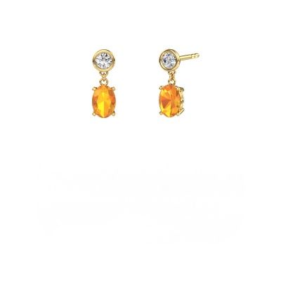 Drop earrings Lacey OVL 585 gold citrin 7x5 mm
