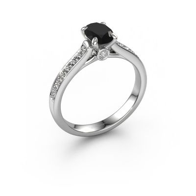 Engagement ring Valorie ovl 2 585 white gold black diamond 1.05 crt