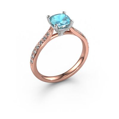 Verlovingsring Mignon cus 2 585 rosé goud blauw topaas 6 mm