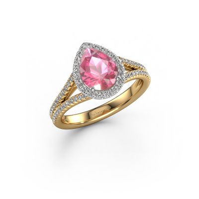Engagement ring Verla pear 2 585 gold pink sapphire 8x6 mm