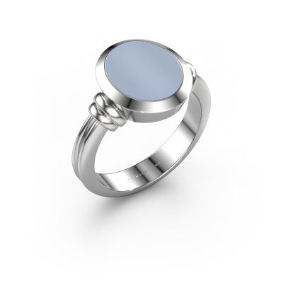 Chevalière Brenda 2 950 platine nicolo bleu clair 12x10 mm