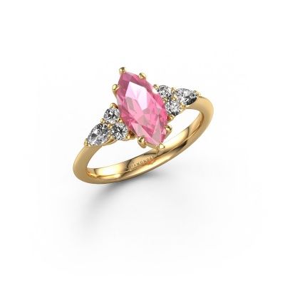 Bague de fiançailles Melani MRQ 585 or jaune saphir rose 11x5.5 mm