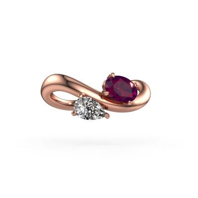 Engagement ring Chloe OVL-PER 585 rose gold rhodolite 6.5x4.5 mm