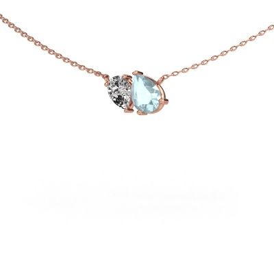 Pendant Toi et Moi PER PER 585 rose gold aquamarine 8x6 mm