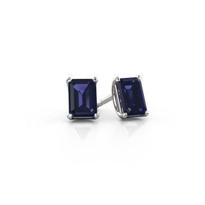 Stud earrings Sam EME 585 white gold sapphire 7x5 mm