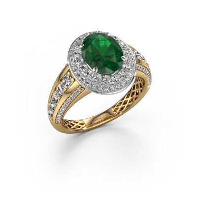 Engagement ring Nancie 585 gold emerald 9x7 mm