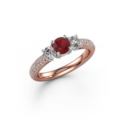 Engagement ring Marielle RND 585 rose gold ruby 6 mm