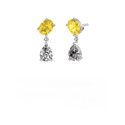 Earrings Toi et Moi OVL-PER 950 platinum yellow sapphire 8x6 mm