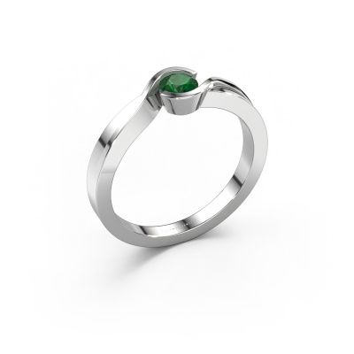 Ring Lola 585 witgoud smaragd 4 mm