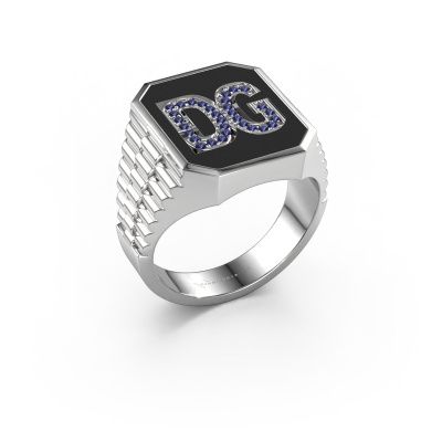 Rolex style ring Stephan 3 585 white gold sapphire 1 mm