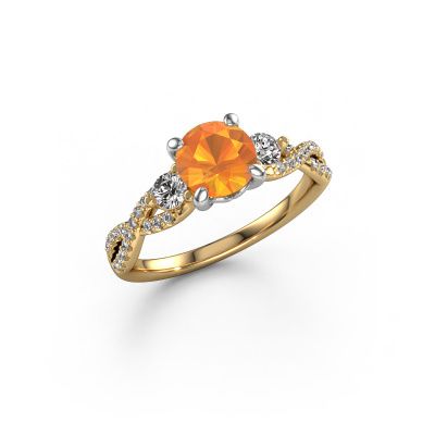 Bague de fiançailles Marilou RND 585 or jaune citrine 6.5 mm