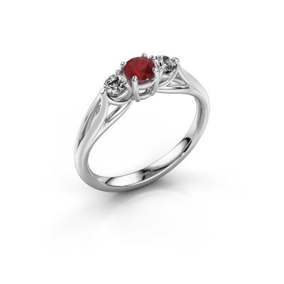 Engagement ring Amie RND 585 white gold ruby 4.2 mm