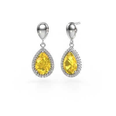 Pendants d'oreilles Tilly per 1 950 platine saphir jaune 12x8 mm