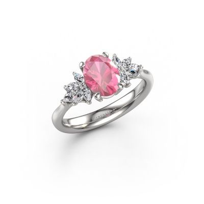 Engagement ring Fiona OVL 585 white gold pink sapphire 8x6 mm