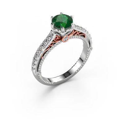 Engagement ring Venita 585 white gold emerald 6.5 mm