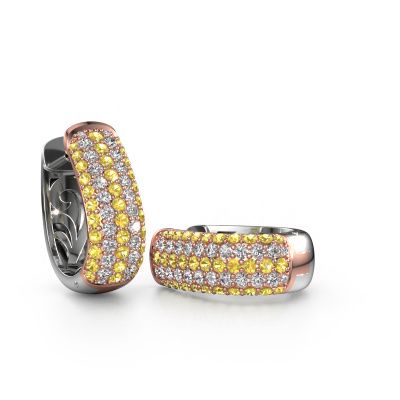 Hoop earrings Danika 10.5 B 585 rose gold yellow sapphire 1.1 mm