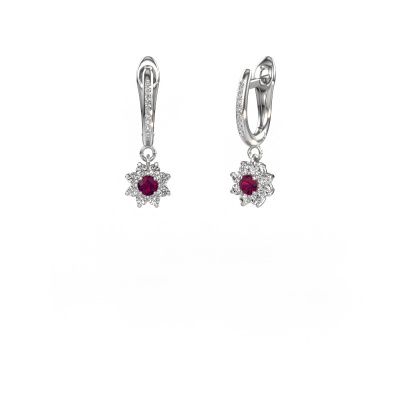 Drop earrings Camille 2 585 white gold rhodolite 3 mm