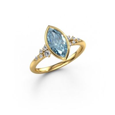 Engagement ring Aliyah MRQ 585 gold blue lab grown diamond 11x5.5 mm