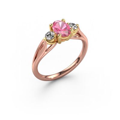 Engagement ring Amie OVL 585 rose gold pink sapphire 7x5 mm