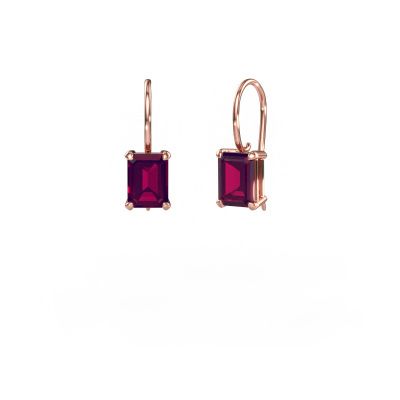 Pendants d'oreilles Cleo EME 585 or rose rhodolite 8x6 mm