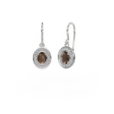 Pendants d'oreilles Layne 1 585 or blanc quartz fumé 6.5x4.5 mm