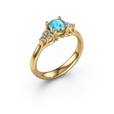 Verlovingsring Monika RND 585 goud blauw topaas 5.5 mm
