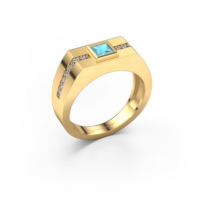 Men's ring Robertus 2 585 gold blue topaz 4 mm