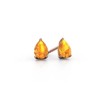 Clous d'oreilles Sam PER 585 or rose citrine 7x5 mm