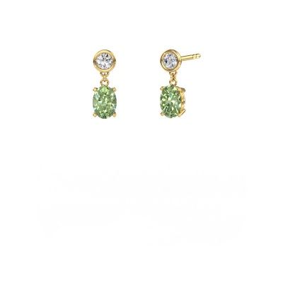 Drop earrings Lacey OVL 585 gold green lab grown diamond 7x5 mm
