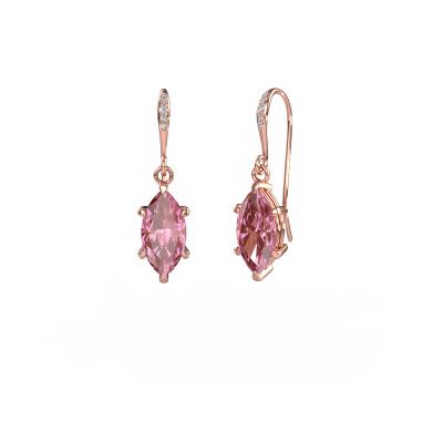 Pendants d'oreilles Laurie MRQ 2 585 or rose diamant synthétique roze 10x5 mm