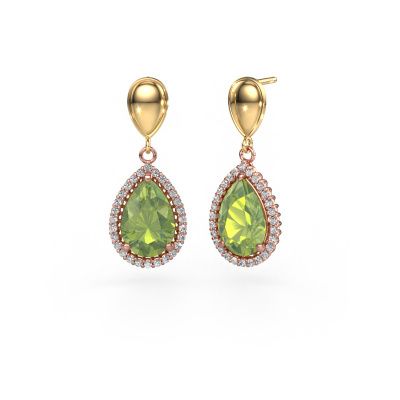 Drop earrings Tilly per 1 585 rose gold peridot 12x8 mm