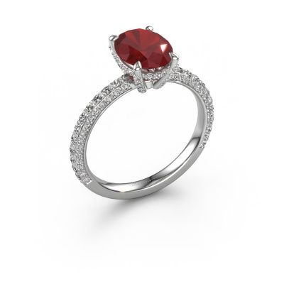 Engagement ring Saskia 2 OVL 950 platinum ruby 9x7 mm