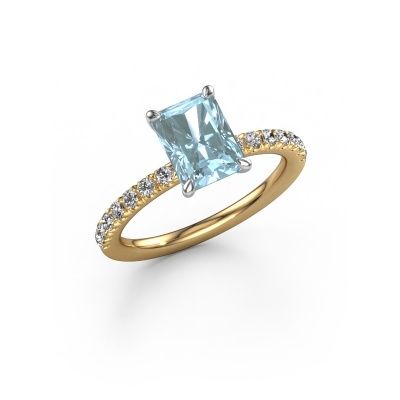 Engagement ring Crystal RAD 2 585 gold blue lab grown diamond 8x6 mm