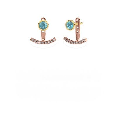 Boucles d'oreilles Rosetta 585 or rose topaze bleue 4 mm