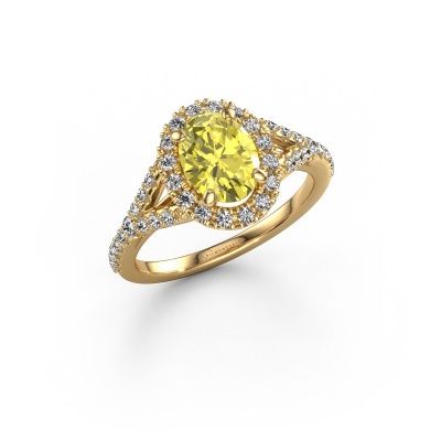 Engagement ring Kimber OVL 585 gold yellow lab grown diamond 8x6 mm