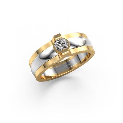 Ring Jade 585 witgoud diamant 0.25 crt