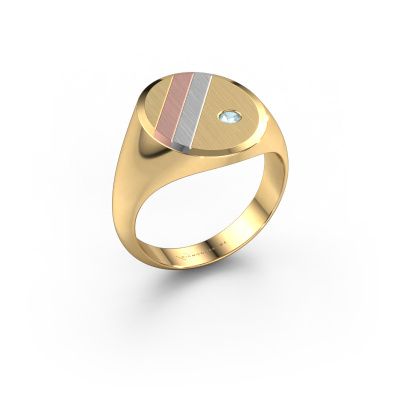 Signet ring Wesley 4 585 gold aquamarine 2.5 mm