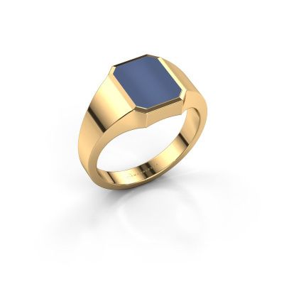 Pinky Ring Lars 1 585 Gold Blau Lagenstein 10x8 mm