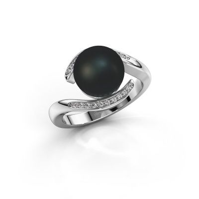 Ring Dedra 950 platina zwarte parel 9 mm