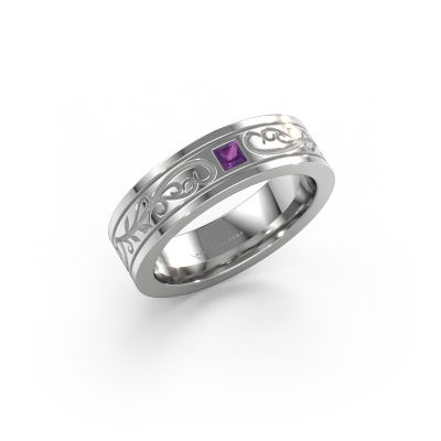 Men's ring Matijs 950 platinum amethyst 3 mm